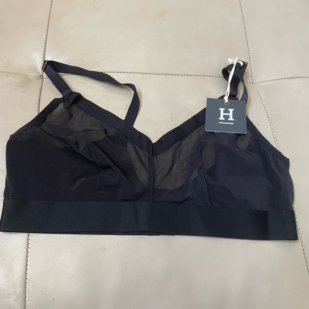 NWT Luxe Mesh Plunge Harper Wilde Bralette, Black Color, Size XL